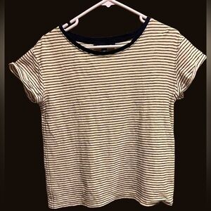 TOMMY Hilfiger Yellow with Black and White Stripes Tee T-Shirt Size Medium